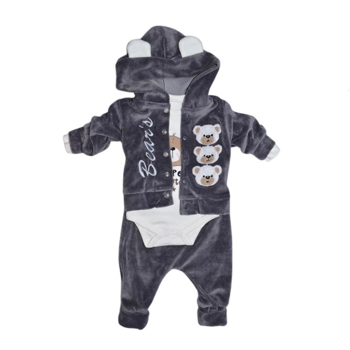 Compleu 3 piese pantaloni, body si jacheta pentru baieti Mini Junior CMP-MJ5, Gri 113726