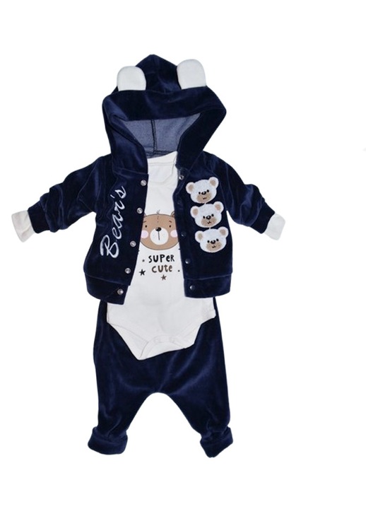 Compleu 3 piese pantaloni, body si jacheta pentru baieti Mini Junior CMP-MJ8, Bleumarin 113735