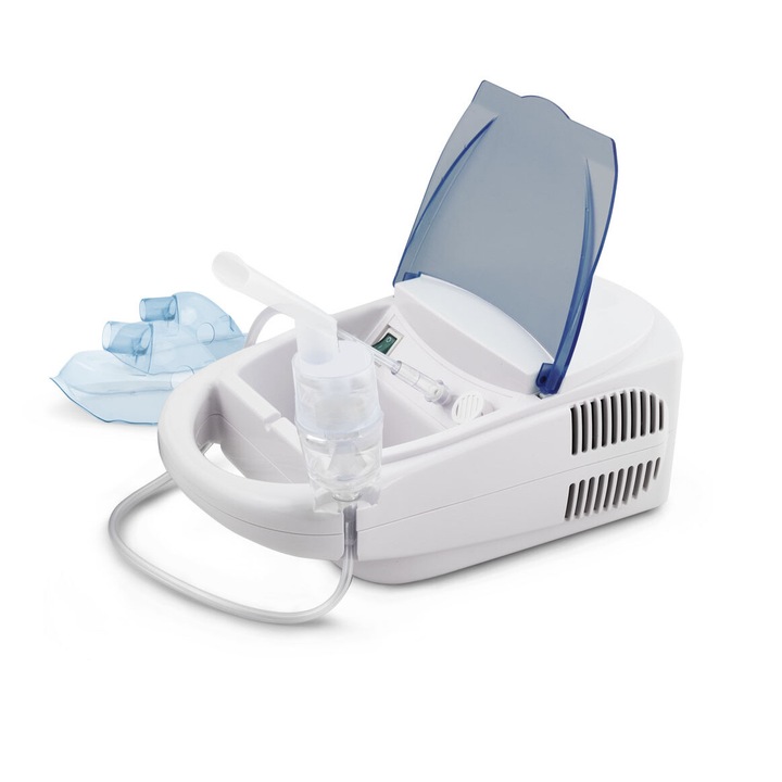 Inhalator/nebulizator cu compresor Esperanza, 8l/min, atomizor, tub de aer/masca pentru adulti/masca pentru copii/piesa bucala