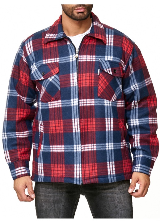 Arizonas férfi átmeneti kabát, kockás, meleg, piros, pamut/poliészter, M INTL