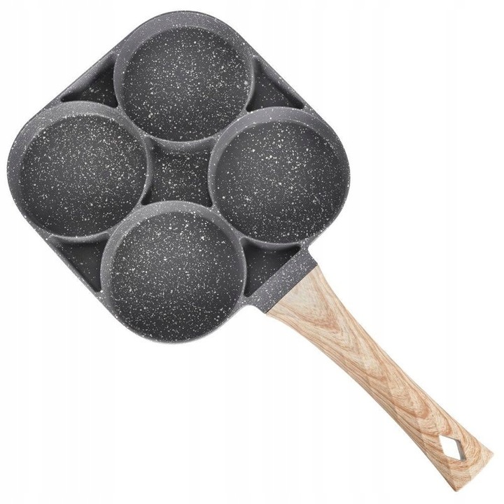 Квадратен тиган Cadro за палачинки и яйца, алуминий с гранитно покритие, 35x19см, 4 гнезда