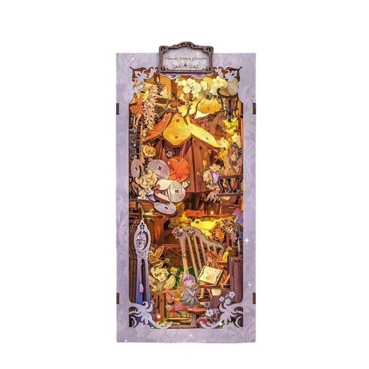 Направи си сам миниатюрна къща Концерт на горски цветя, Habarri, 18x11x23cm, 272 части, LED осветление