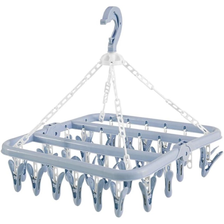 Umeras cu carlige, SteelFever, Plastic, 32 carlige, albastru, 32x32x34cm