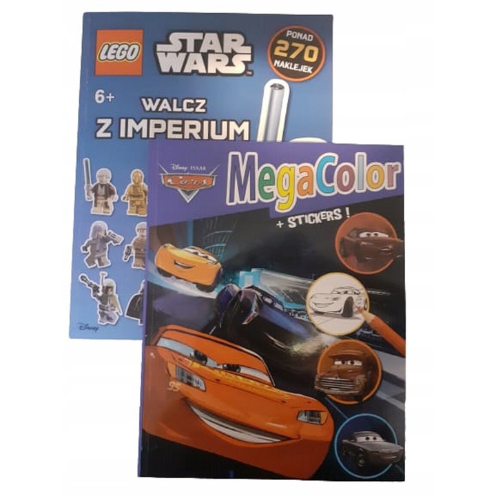 Caiet de colorat DISNEY CARS + caiet LEGO, 90 pagini + 270 autocolante, 21x27cm