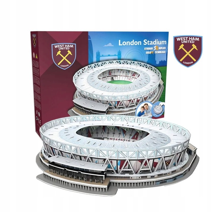 Puzzle 3D Stadion Fotbal, London Stadium, Habarri, Model Realist, Asamblare Usoara Fara Lipici, Cadou Ideal Pentru Fani, Dezvolta Abilitati Manuale, Dimensiuni Compacte, Usor De Asamblat, 156 Piese