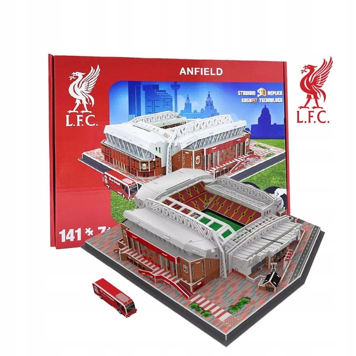 Puzzle 3D Stadion Fotbal, Anfield, Habarri, Model Realist, Asamblare Usoara Fara Lipici, Cadou Ideal Pentru Fani, Dezvolta Abilitati Manuale, Dimensiuni Compacte, Usor De Asamblat, 141 Piese