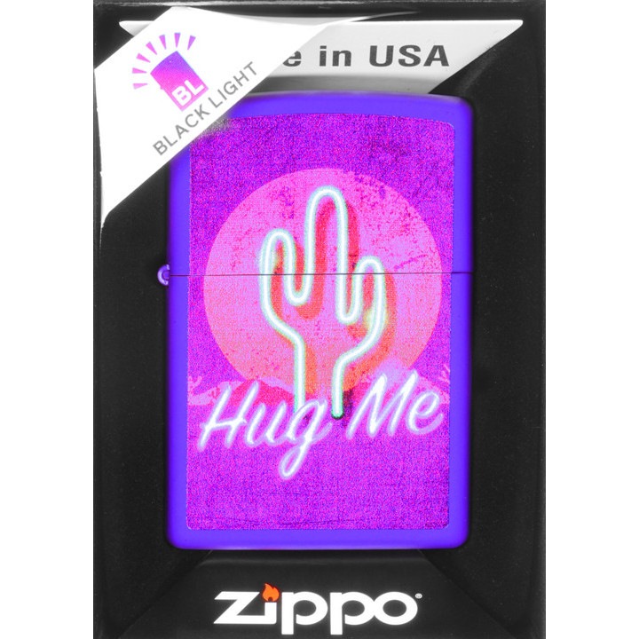 Bricheta Zippo, design retro cactus, rezistenta la vant, in cutie cadou