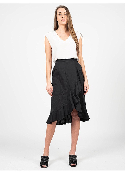 Bluza dama Pinko, model Abbuffato, Viscoza, decolteu in V, usor transparent, dantela, Alb, 38 EU