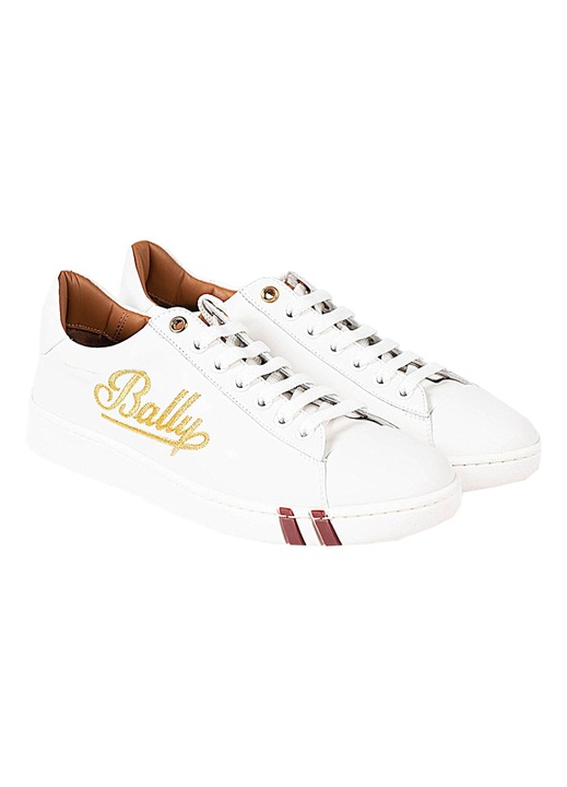 Tenisi dama Bally, model Wiera, piele naturala, interior maro, toc intarit, 36 EU