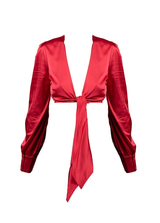 Bluza dama Patrizia Pepe, viscoza/poliamida/elastan, rosu, 36 EU