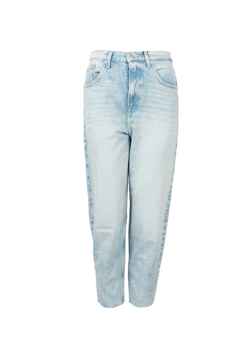 Blugi dama Tommy Hilfiger Mom Fit, talie foarte inalta, efect uzat, bumbac, albastru deschis, XS INTL