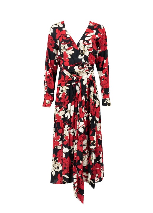 Rochie Pinko, Viscoza, midi, model floral, multicolor, 34 EU