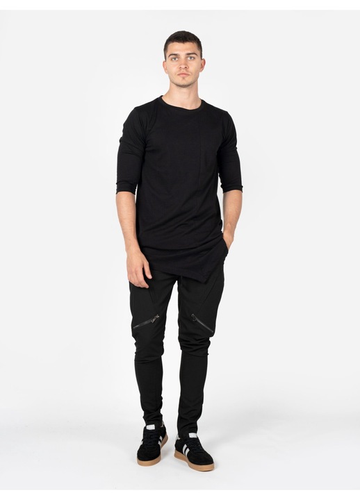 Pantaloni barbati, La Haine Inside Us, croiala mulata, elastic in talie, negru, poliester, S INTL