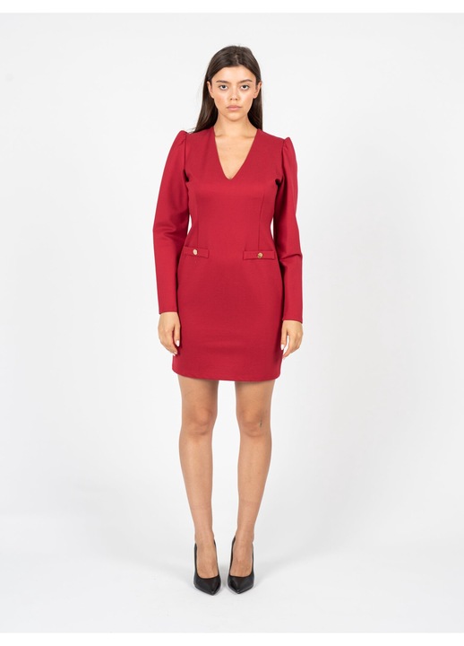 Rochie Liu Jo, Viscoza/Poliamida, mini, decolteu in V, maneci lungi, rosu, L INTL