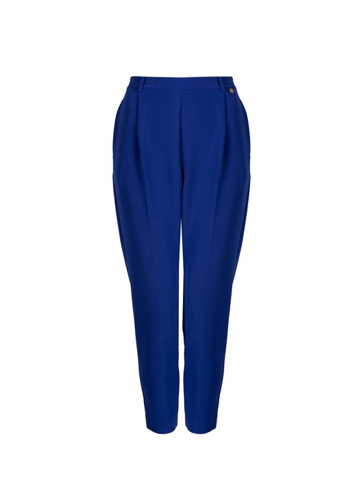 Pantaloni dama Liu Jo, Carota, poliester, talie inalta, conici, albastru, 34 EU