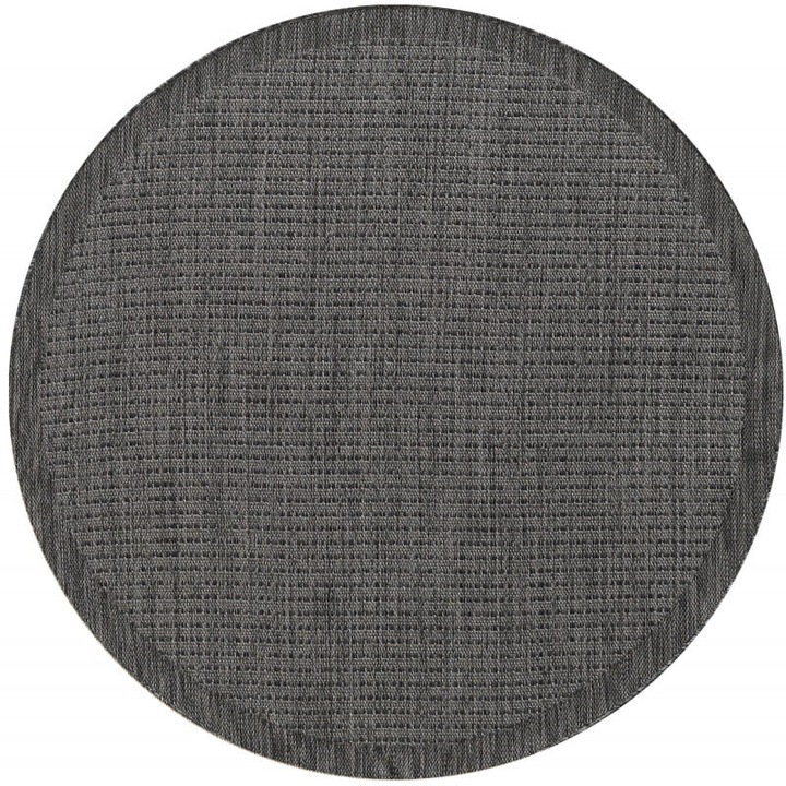 Covor Exterior, Ayyildiz, Giza, 160x160 cm, Polipropilen, Cu Fir, 3 mm, Rotund, Oeko-Tex Standard 100, Uni, Tesut Plat, Pentru Interior Si Exterior, Negru