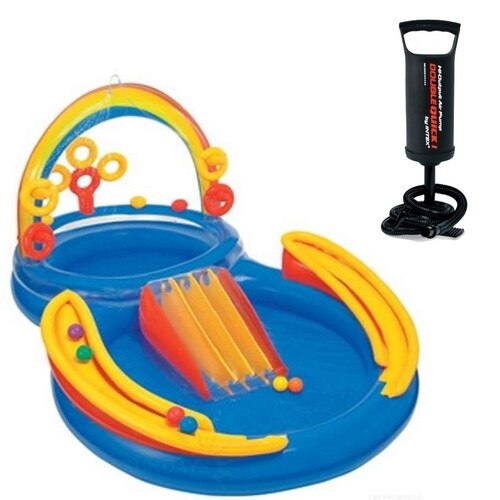 Piscina Centru de joaca gonflabil pentru copii Intex, inclus bile plastic, Pompa 29 cm