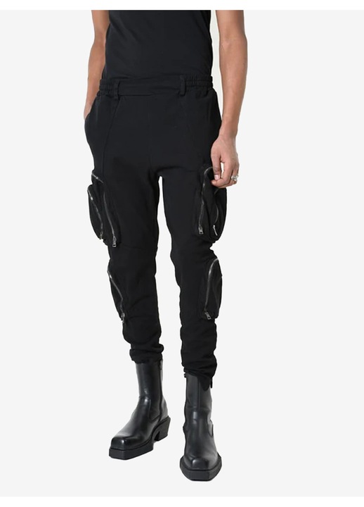 Pantaloni barbati, La Haine Inside Us, negru, bumbac, cu buzunare mari, snur ajustabil, M INTL