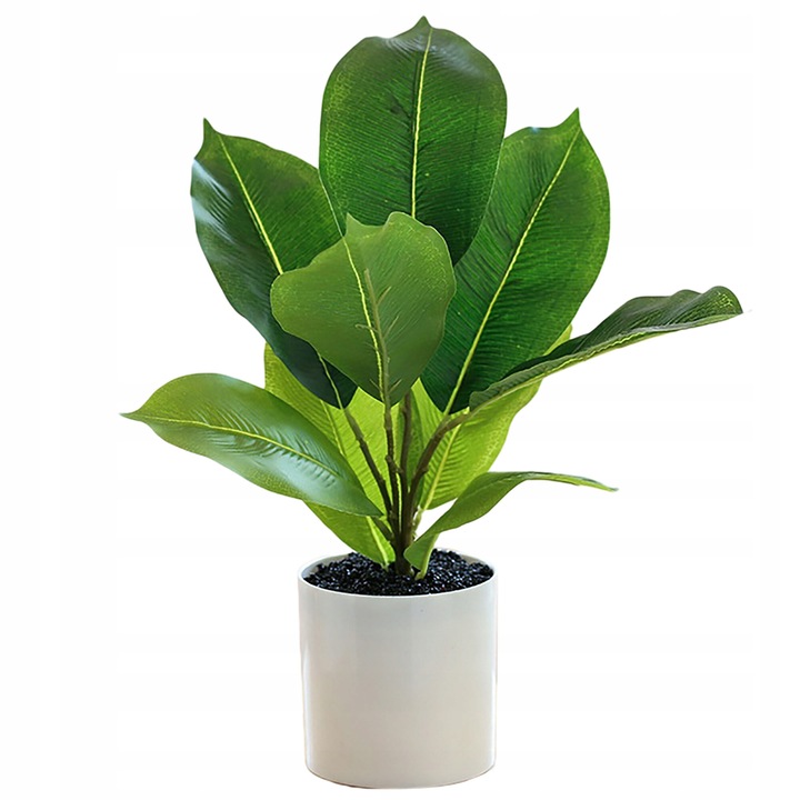 Planta artificiala Ficus, 34 cm, cu ghiveci elegant, multicolor