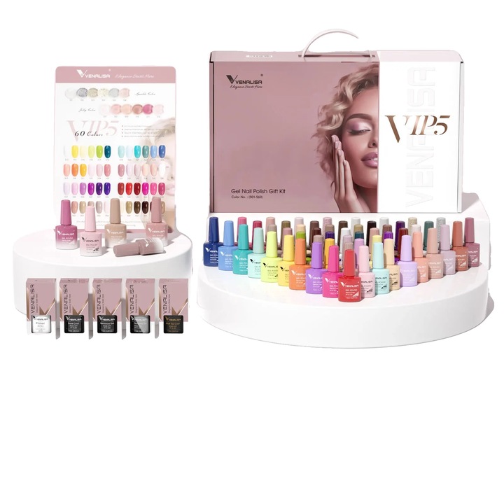 Kit de lac de unghii cu gel, 60 de culori vibrante, formula Soak Off, VIP5 HEMA FREE