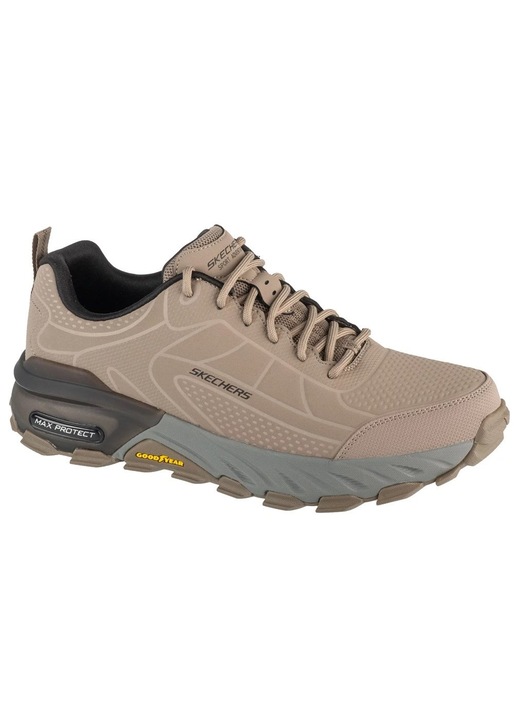 Skechers, Pantofi sport de piele ecologica cu design perforat, Bej