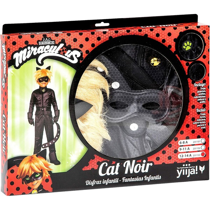 Costum Deghizare pentru Copii My Other Me Cat Noir, Negru, 4-5 Ani