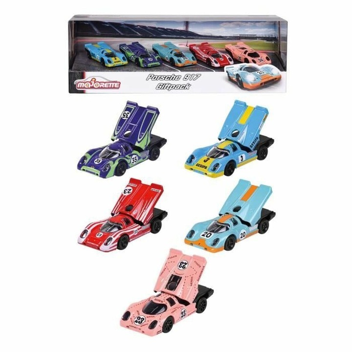 5 darabos Majorette Porsche 917 ajándékcsomagos autó szett, többszínű, fém, 12 év feletti gyermekeknek