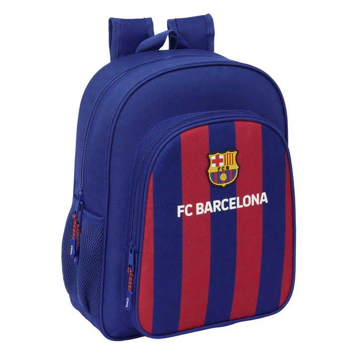 Ghiozdan F.C. Barcelona 24/25, castaniu bleumarin, poliester, 32x38x12cm, design sportiv, captuseala ergonomica