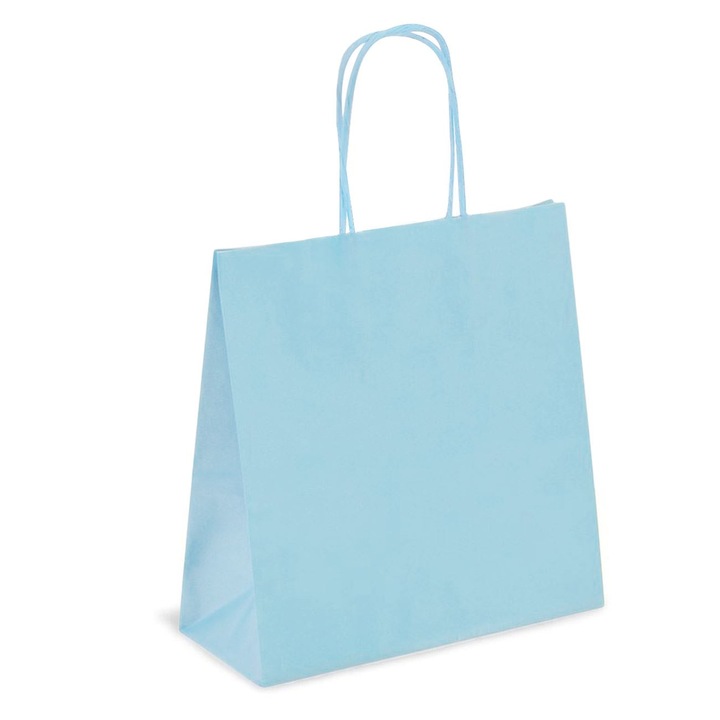 Sacosa cadou kraft bleu 18x8x20cm