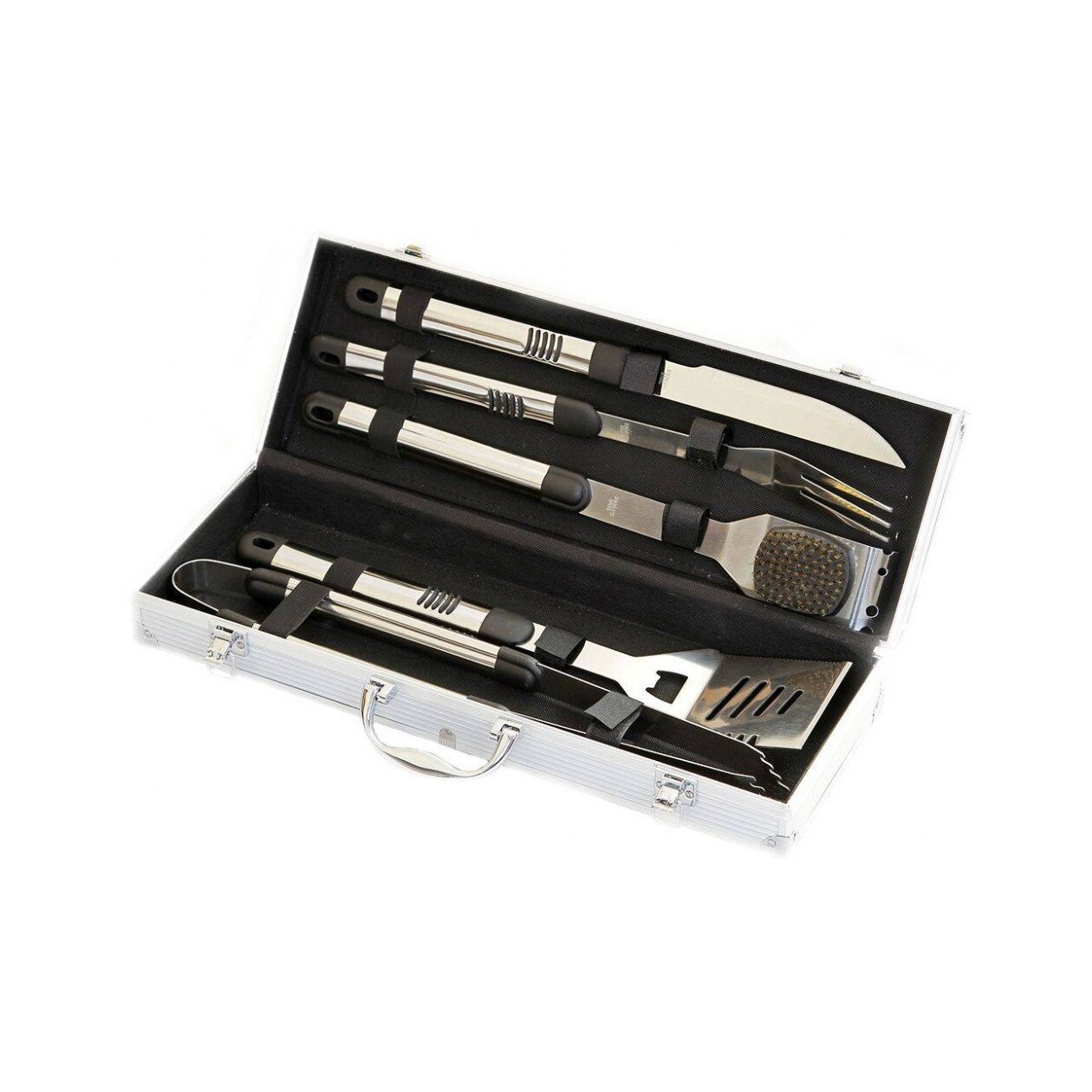 Set 5 ustensile din inox pentru gratar cutie din aluminiu Activa 16100