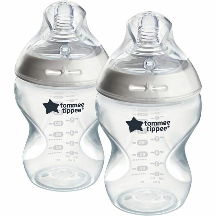 Biberoane Tommee Tippee 260 ml, fara BPA, transparent, pentru 0+ luni