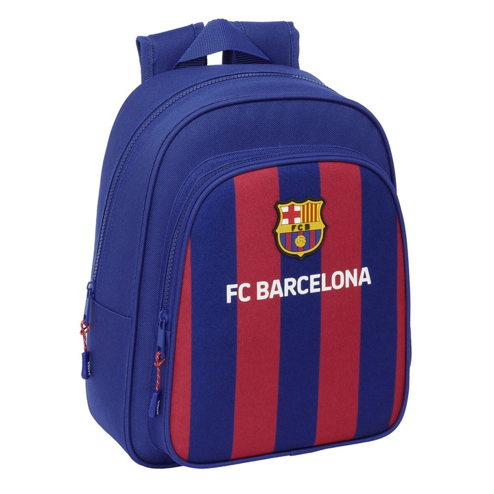 Ghiozdan F.C. Barcelona, castaniu bleumarin, 27x33x10cm, cu maner superior, captuseala ergonomica