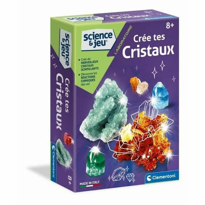 Образователна игра Clementoni Create Fluorescent Crystals, 10+ години, с аксесоари