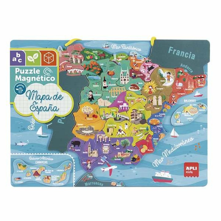 Puzzle Apli Spania Magnetic, 50 Piese, Multicolor
