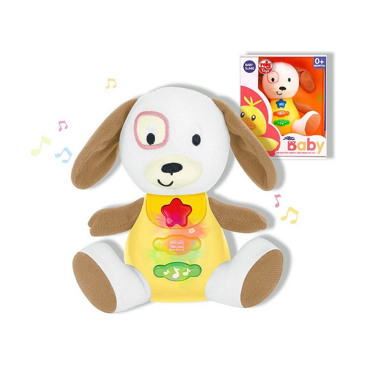 Reig zenélő plüssjáték, kutya, 15 cm, interaktív, babáknak