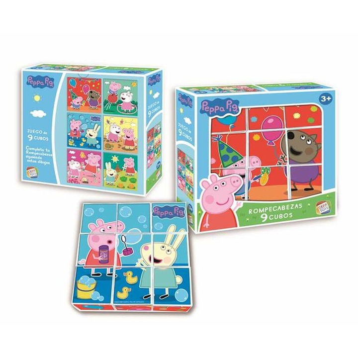 Peppa malac puzzle, 9 részes, 20x20x5 cm, 3 éves kor felett