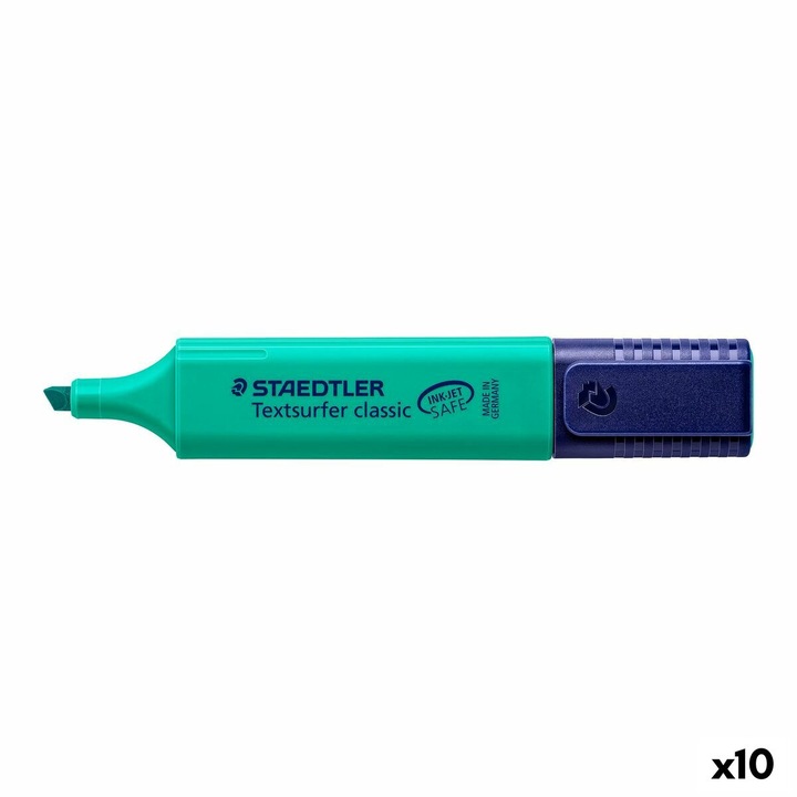 Флуоресцентен маркер Staedtler Textsurfer Classic, 10 броя, тюркоаз, дебелина 1-5 mm