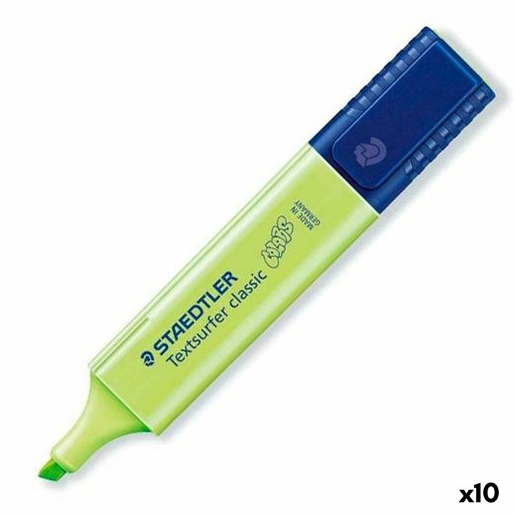 Staedtler Textsurfer Classic флуоресцентен маркер, зелен, комплект от 10 броя, дебелина 1-5 mm