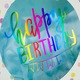 Sacosa cadou din hartie happy birthday alba cu buline colorate fereastra & felicitare 26x10x32cm
