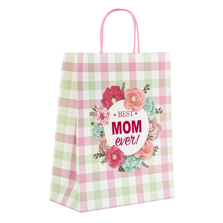 Sacosa Cadou Kraft, Model Carouri, Multicolor, 26x12x33cm