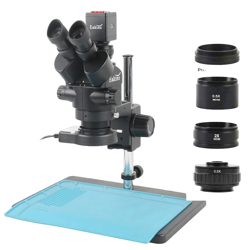 P.solar eclipse OC子株 Microscop stereo trinocular, 7X-45X zoom, iluminare LED 144, 14MP