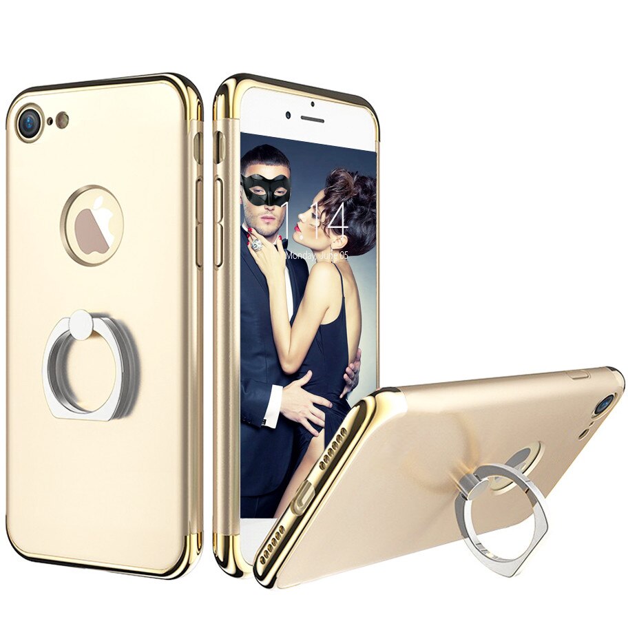 Husa telefon Iphone 7 Plus ofera protectie 3in1 Ultrasubtire -Luxury Gold S Ring