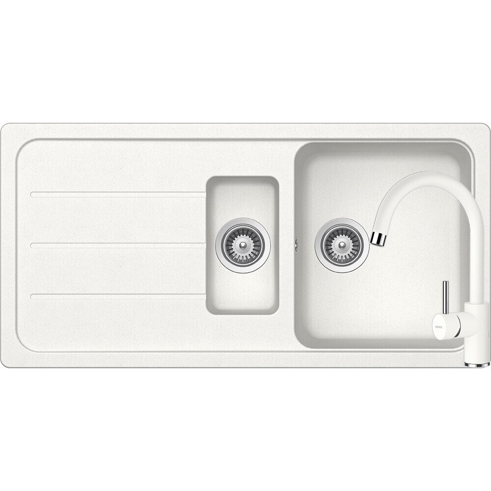 Kit chiuveta Schock Formhaus D-150L 1000 x 500 mm si baterie Schock Plutos Alpina Cristalite