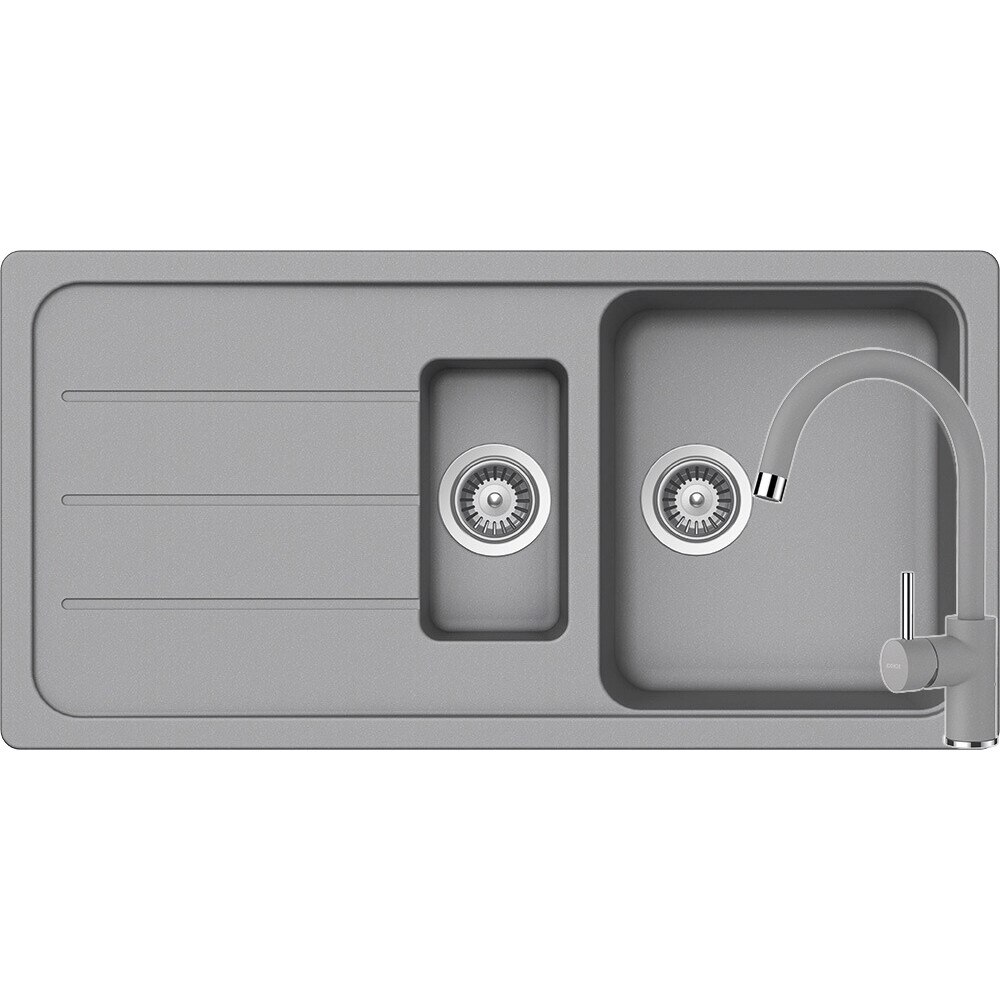 Kit chiuveta Schock Formhaus D-150L 1000 x 500 mm si baterie Schock Plutos Croma Cristalite