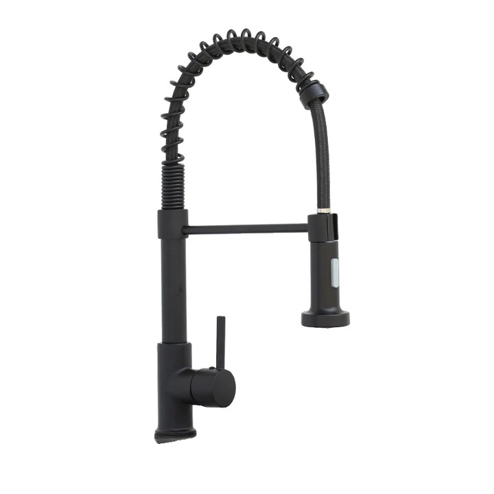 Szaniter csaptelep, kihúzható, hideg-meleg vizes, fekete, munkalapra szerelhető