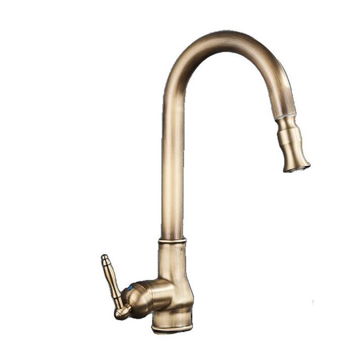 Szaniter csaptelep, antik bronz kivitel, visszahúzható fúvóka, 360°-os elforgatás