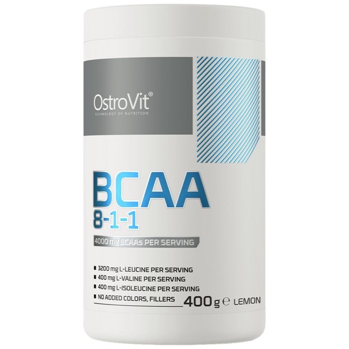 Хранителна добавка OstroVit BCAA 8:1:1 Powder, Портокал, 400 грама