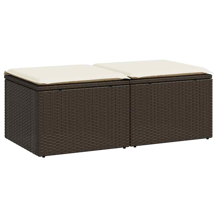 vidaXL 2 részes barna polyrattan akácfa kerti ülőgarnitúra párnákkal 55 x 55 x 37 cm 5.2 kg