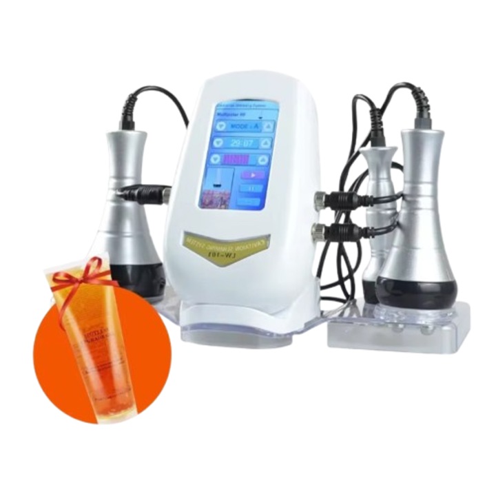 Aparat de slabit cu cavitatie 3 in 1, ultrasunete 40K + RF tripolar si multipolar, aparat pentru arderea grasimilor si intarirea pielii cu gel, priza UE