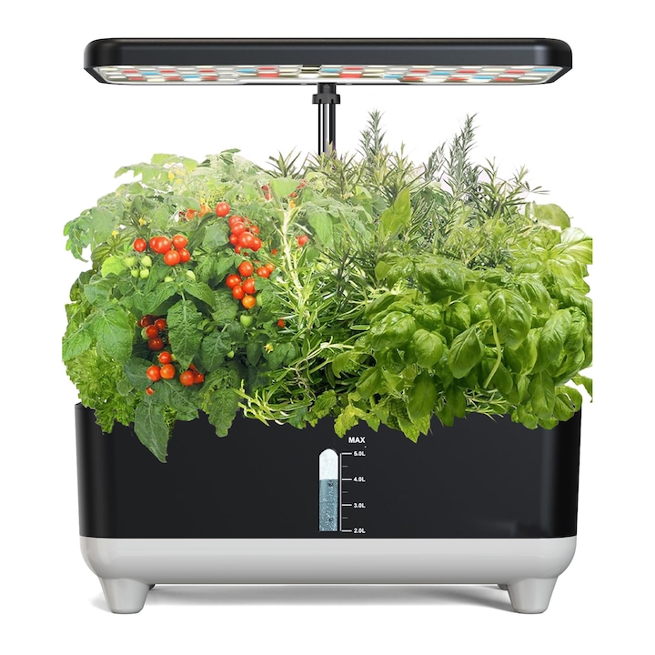 Kit de gradinarit hidroponic, MWAOWM, sistem interior cu 13 module, rezervor de 5L, lumina LED de crestere